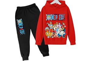 CHAORWE 2022 Anime One Piece Enfants Survêtements Ensemble Luffy Sweat À Capuche Top Casual Pull À Capuche et Joggers Pantalons pour Garçons Filles