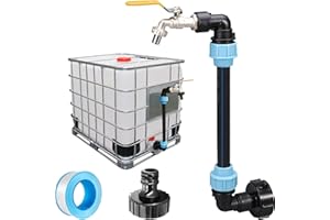 4BAOHUI IBC Schwanenhals 3/4" Auslaufhahn, S60x6 Wasserhahn Absperrhahn für das Bequeme Befüllen der Gießkanne, IBC Adapter IBC Tank Zubehör 3/4 Zoll für Regenwassertank Wasserfaß Regenfass IBC-Container