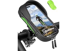 Vitalismo Sacoche de Guidon Vélo, Support Téléphone Velo Moto Etanche avec Housse de Pluie Rotation 360 Ecran Tactile Porte Téléphone Vélo VTT Sacoche Guidon Cyclisme sous 7 Pouces