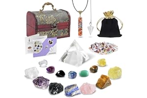 ECO-BAEERSS 21 Stück Kristalle Steine Set,Kristall Heilsteine,Heilkristalle Edelsteine 7 Kristallen,7 Chakra-Stein und Pyramide mit Stoffbeutel für Meditation,Adventskalender,Reiki,Energieausgleich