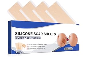 HOKIAMCN Silicone Scar Sheets Medical Grade Removal Scar Silicone Gel Scar Tape Reusable Repair Treatment for C-Section Keloid Acne Burn Surgical Stretch Marks Stretch Marks (4PCS)