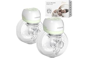KISSBOBO Milchpumpe elektrisch,elektrische milchpumpe,3 Modi und 9 Stufen mit LCD-Display,Low Noise milchpumpe elektrisch tragbar mit 21mm/24mm (grün 2pcs)