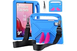 DUZZONA Funda para Lenovo Tab M9 2023 de 9 Pulgadas (TB-310FU), Estuche Niño Antigolpes con Asa, Correa de Hombr, Funda Infantil, Azul