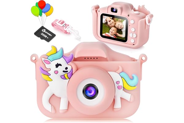 ARNSSIEN Appareil Photo Enfant avec Protection de l'objectif, caméra pour Enfants 3-10 Ans, Cadeau d'anniversaire de Noël,2.0 Pouces Enfant Appareil Photo Numérique,vidéo HD 1080p, Carte SD 32 Go