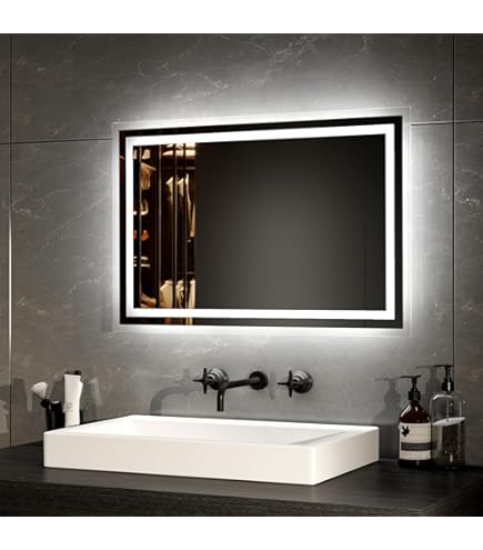 CLP Jaffrey Badkamerspiegel Met Verlichting Verwarming Wandspiegel Horizontaal En Verticaal Bluetooth Maat60x80 Cm 2861986958