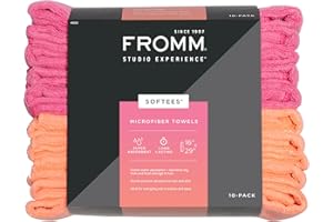 Fromm Softees Microfiber Salon Hair Towels for Hairstylists, Barbers, Spa, Gym in Hot Pink/Orange, 16" by 29", 10 Count Perfect Hair Care Towel for Drying Curly, Long, Wavy Hair