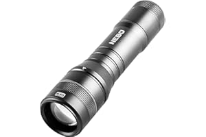 NEBO Newton - Linterna LED impermeable negra de 500 lúmenes, funciona con pilas AA con base magnética