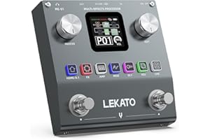LEKATO Guitar Multi-Effects Pedal,Rechargeable Bass Effects Processor with 6 Effects Modules, 80 Editable Presets,APP Editing,IR Loading,OTG Recording,BT Function