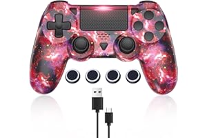 Gamrombo Wireless Controller with Caps for Ps-4 Dual Vibration Wireless Gamepad with Turbo/3.5mm Audio Jack/LED/Touch Pad/Joystick Caps Compatible with Ps-4/Pro/Slim/Pc