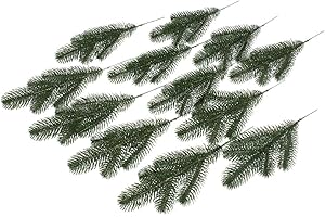 ‎BOTANIC-HAUS Botanic-Haus künstlicher Tannenzweig/Weihnachtszweig Karpaten Spritzguss mit 5 Spitzen, Farbe dunkelgrün (12 Stück)