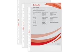 Esselte Buste Perforate Standard, in PPL Antiriflesso, per Archiviare e Conservare Documenti in Formato 22x30 cm, Confezione da 100 Buste, 391007300
