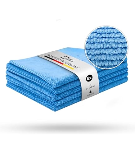 Asciugamani in microfibra senza bordi in peluche, per auto, per asciugare i dettagli, lucidatura, 500 g/m², confezione da 6, 40,6 x 40,6 cm, colore: blu