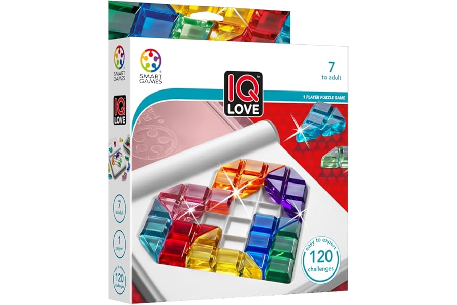 SmartGames - IQ Love, Puzzle Game with 120 Challenges, 2 Playing Modes, 7+ Years