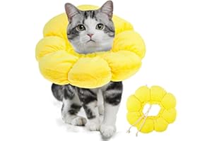 TIVUNORON Halskrause Katze, Einstellbarer Halskrause Katze, Leckschutz Katze Sonnenblume Katzenhalsband, Elisabethanischer Kragen Katze für Katzen Nach Operationen und Verletzungen