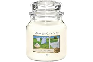 Yankee Candle Candela profumata in giara media | Clean Cotton | Durata Fino a 75 Ore