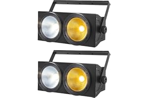WECAN 200w Led Blinder Stage Par Lights,2-Eyes Cool +Warm White led Stage Lights, DMX Control,Sound Activation COB Strobe for Theater, Church, DJ Events 2 Pack