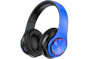 MUARRON Bluetooth 5.0 Kabellose kopfhörer over ear mit Mikrofon- HiFi Stereo Faltbare Kabellose Headset-Unterwegs Musik hören und telefonieren (blau)