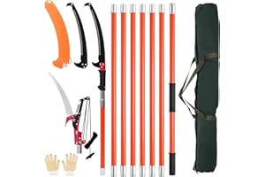 TEODUTE Seghetto per Potatura Manuale Asta Estensibile tra 2,24-8,24m con Borsa per Tagliare Rami Boschi Alberi in Altezza