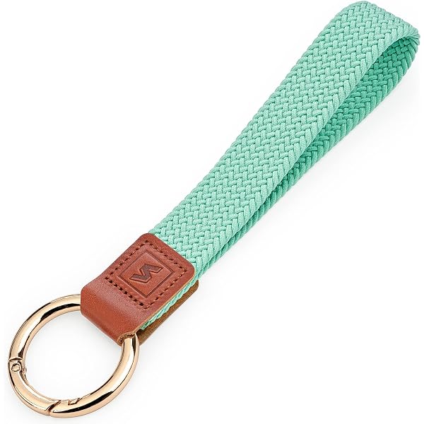 Uniclife Braccialetto Portachiavi Elastico, Portachiavi Intrecciato per Chiavi Auto e Badge, con 2 Anelli, Gancio e Laccetto per Telefono, Braccialetto Carino per Uomini e Donne (Beige