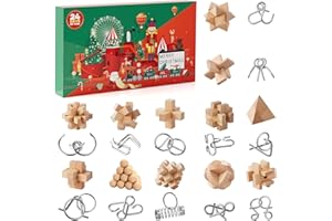 ‎SAKMILU Knobelspiele Adventskalender 2024 für Kinder- 24 Tage Weihnachtskalender Geschenke mit Metall Knobelei und Holzk, 3D Puzzle, Geschicklichkeitsspiele für Jungen, Mädchen, Jugendliche & Erwachsene