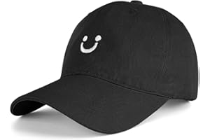 Hebenie Baseball Caps for Women - Cotton Ladies Baseball Caps Adjustable Casual Summer Outdoor Sports Peak Caps for Women Girls UK Smile Face Embroidered