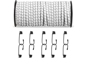 NASHRIO 5mm * 20M Weiß&Schwarz elastisches Sicherheitsseil Bungee-Gurte Frachtnetze zur Sicherung von Gegenst?nden DIY-Projekt