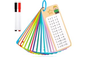 HAOHANEUP Times Tables Flash Cards, 1-12 Times Tables, Multiplication Flash Cards for Kids, Addition Flash Card with 2 Dry Erase Pens, Educational Math Flashcards for 1st to 3rd Grades (A, One Size)