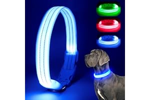 CHALKLIT LED Luminous Dog Collar, USB Rechargeable, Waterproof, Flashing Collar, Glow in the Dark for Small, Medium and Large Dogs, Adjustable, Night Safety