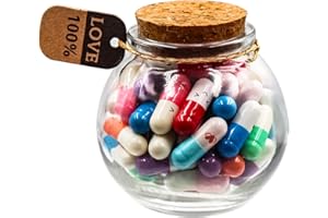 Prounion Capsule Letters Message in a Glass Bottle, 50PCS Cute Lovely Capsule Note Messages Pills for Boyfriend/Girlfriend, Love Capsule Letter Message for Anniversary Birthday Valentines Mother's Day