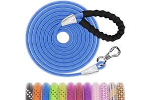 Kdsvakd Training Lead for Dogs, 10m/30ft Waterproof Extra Long Dog Lead with Swivel Lockable Hook and Comfortable Padded Handle, Reflective Recall Running Rope Leash for Small Medium Large Dogs, Blue