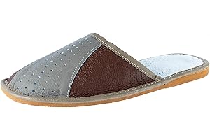 APREGGIO - Kapcie męskie skórzane kapcie męskie - gumowa podeszwa - kapcie męskie pantofle pantofle kapcie