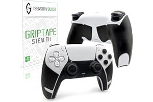 SensoryBoost Grip Tape Set per controller PS5 DualSense, adesivo antiscivolo, assorbe il sudore, antiscivolo, durevole e ultra sottile (0,5 mm), accessorio per gioco Playstation, colore nero