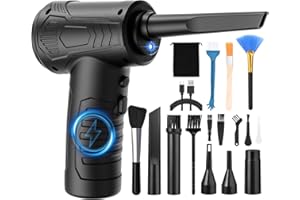 Faburo Elektrische Staubgebläse Druckluftspray Staubgebläse, 3-Gang 51000 U/min Compressed Air Duster für PC mit 7600mAh, Luftdruckspray mit LED-Licht und USB Schnellladung für Auto, Sofa, Bürogeräte