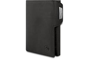 Wolfstrøm Slim Wallet 'Svente' 11 Karten Mini Geldbörse Herren klein mit Münzfach, RFID Blocker Damen und Herren Portemonnaie Credit Card Holder Geldbeutel – Vintage Black