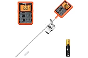 ThermoPro Kötttermometer grilltermometer med 20 cm lång sond sockertermometer med krukklämma stektermometer digital vattentät