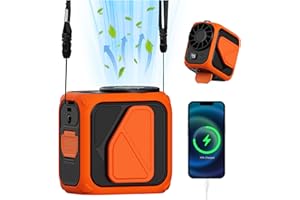 Snorthy Ventilador Clip de Cintura Ventilador Portátil USB con Luz Ventiladores de Cintura 6000mAh Recargable 4 Velocidades Mini Ventiladores de Mesa para Hogar Oficina Viajar Deporte
