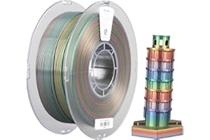 Filament Kexcelled Silk PLA 1,75 mm, Sześć Gradientowych Kolorów Tęczy, Jedwabne Wykończenie, Ulepszony żarnik do Druku 3D, Dokładność Wymiarowa +/- 0,03mm, Szpule 1kg (2,2funta), Tęcza1