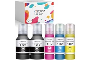 hehua 102 wkłady atramentowe do Epson Ink 102 multipack Pasują do Ecotank ET-15000 ET-1810 ET-2820 ET-2851 ET-2856 ET-2870 ET-2871 ET-4800 ET-4850 ET-3850 ET-2850 (czarny, cyan, magenta, żółty)