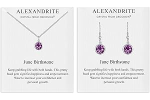 Philip Jones June (Alexandrite) Birthstone Necklace & Drop Earrings Set Created with Zircondia® Crystals