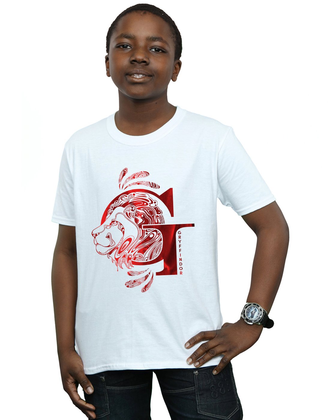 Absolute-Cult-Harry-Potter-Jungen-Gryffindor-Lion-T-Shirt