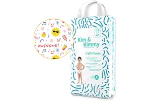 Kim & Kimmy Eco Nappy Pants Size 6 (15-20 kg) 40 Disposable Nappy Pants - 12 Hour Leak Protection, No Rashes, Hypoallergenic, Ultra-Soft & Highly Absorbent - Summer Icons