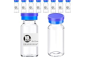 ZHANXUBIO Flaconi vuote sterili con porta di iniezione autoguarigione e tappo in plastica di alluminio, confezione sterile (10 ml trasparente 10 pezzi)