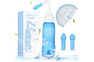 URAQT Neti Pot, zestaw do płukać nosa, butelka zatoka 240 ml z 40 pakietami soli, dla dorosłych i dzieci, ulga w zatokach
