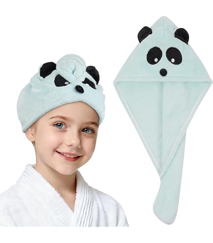 Bangbobi Lot De 2 Turbans Serviette Microfibre Séchage Rapide - Bonnet Cheveux Pour Femmes Et Enfants Rose Et Bleu