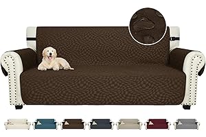 CHELZEN Latest Water Repellent Sofa Covers 3 Seater Non-Slip Sofa Slipcovers for Kids Dogs Pets Couch Cover Furniture Protector with Elastic Straps (Coffee, 3 Seater)