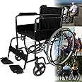 Self-Propelled Wheelchair, Lightweight Folding Wheelchair with Padded Armrest, Footrest, Brake, and VAT Exempt