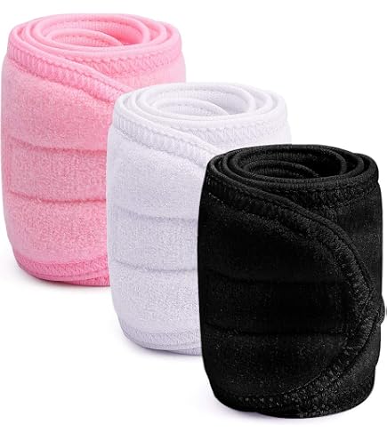 Set Di 2 Fasce Per Il Viso Con Fiocco In Spugna: Per Lavaggio, Maschere E Trattamenti Skincare, Rosa E Nero - 2