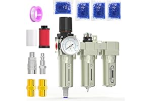 MEANLIN MEASURE 1/2" BSP Système de séchage d'air en 3 étapes de qualité industrielle，drain automatique,sécheur dessiccatif et régulateur d'air pour découpeuse plasma et pulvérisation de peinture