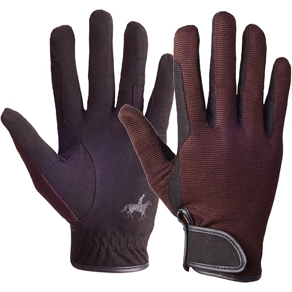 Guanti Da Equitazione Pfiff 011318 In Cotone – Unisex Con Palmo Antiscivolo E Rinforzo Redini, Blu, Taglia S