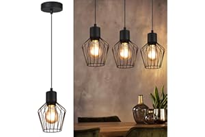 ‎LICHTMALER Lichtmaler Pendelleuchte Esstisch Hängeleuchte Schwarz - Pendellampe E27 1 Flammig Hängend Lampen Metall Lampenschirm Hängelampe Industrie Wohnzimmerlampe für Küche Schlafzimmer Cafe